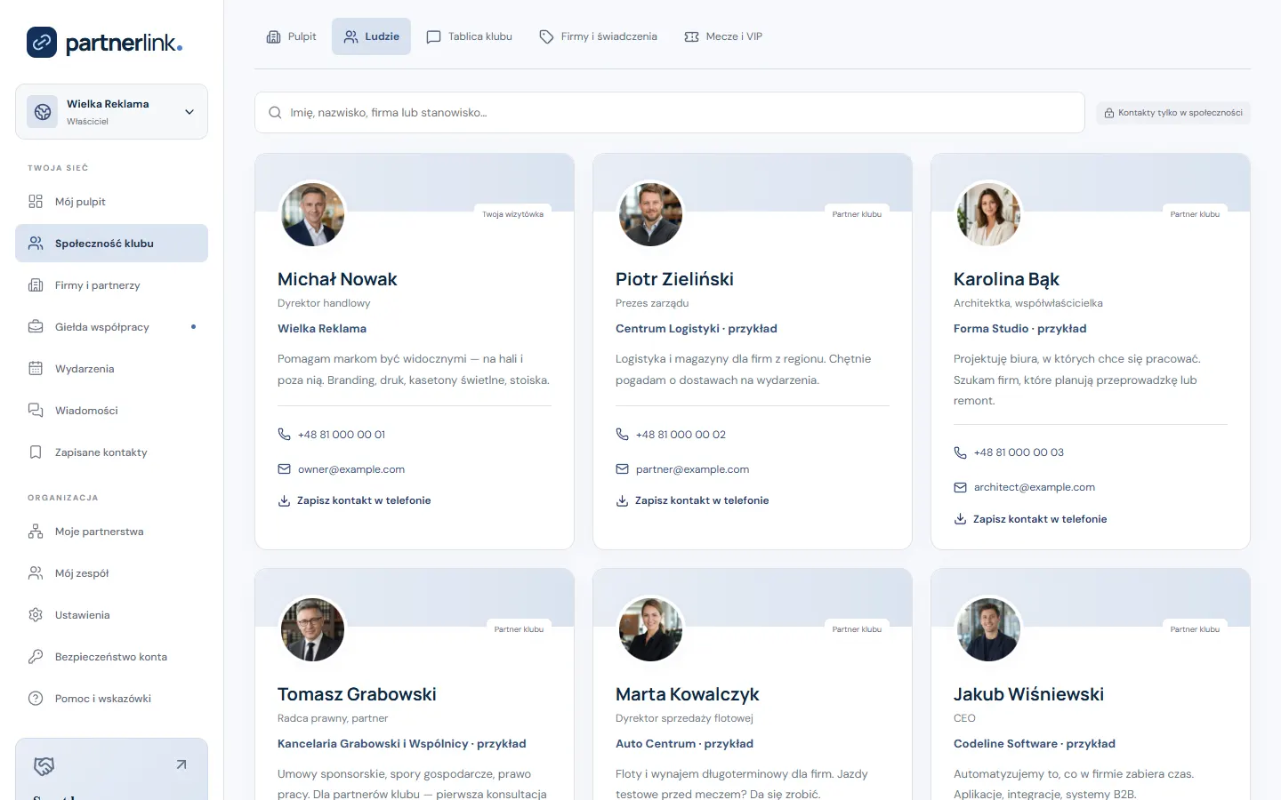 Ludzie, nie logotypy — ekran PartnerLink